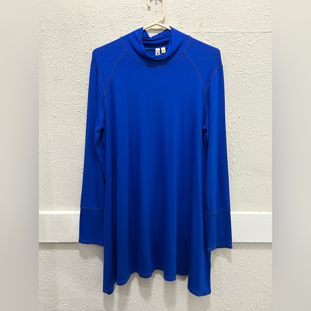 Cable & Gauge Blue Mock Neck Tunic Top Large